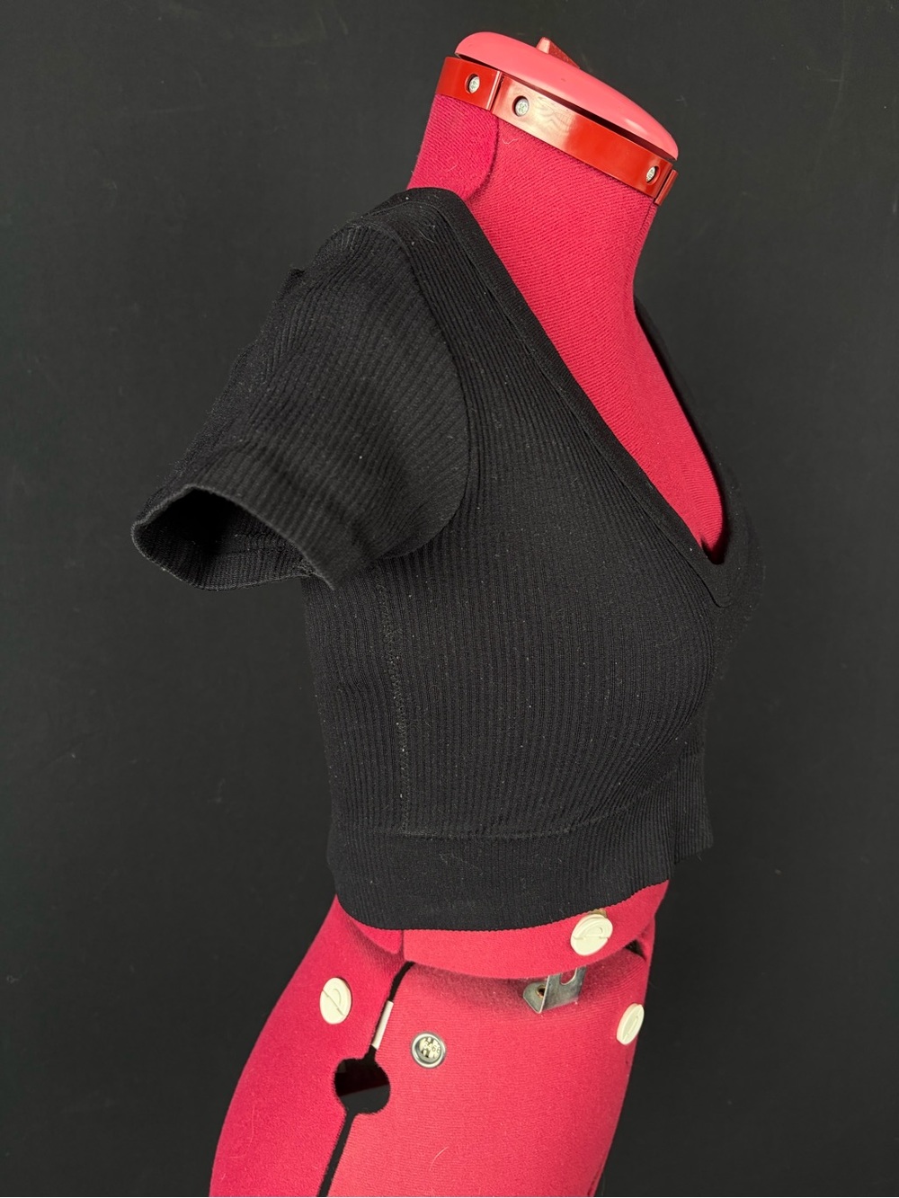 Garage Black Ribbed Crop Top - Picture 2 of 5